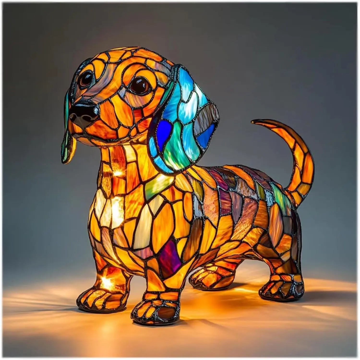 Illuminazione artistica colorata con diverse razze di cani – Lampada da tavolo decorativa in vetro