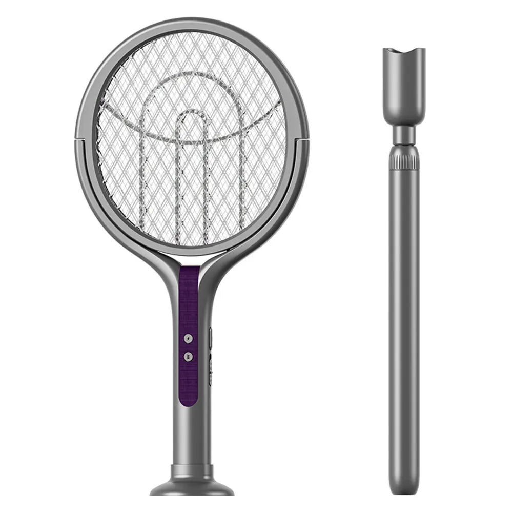 Raquette électrique anti-insectes rechargeable avec manche télescopique