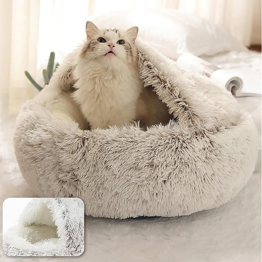Cuccia rotonda per animali con cappuccio