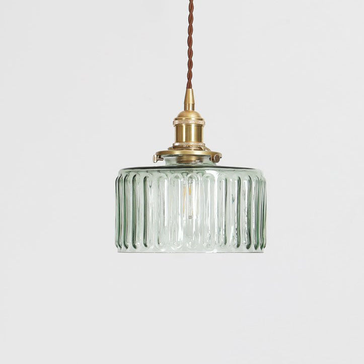 Lustre suspendu japonais classique en verre avec détails en laiton