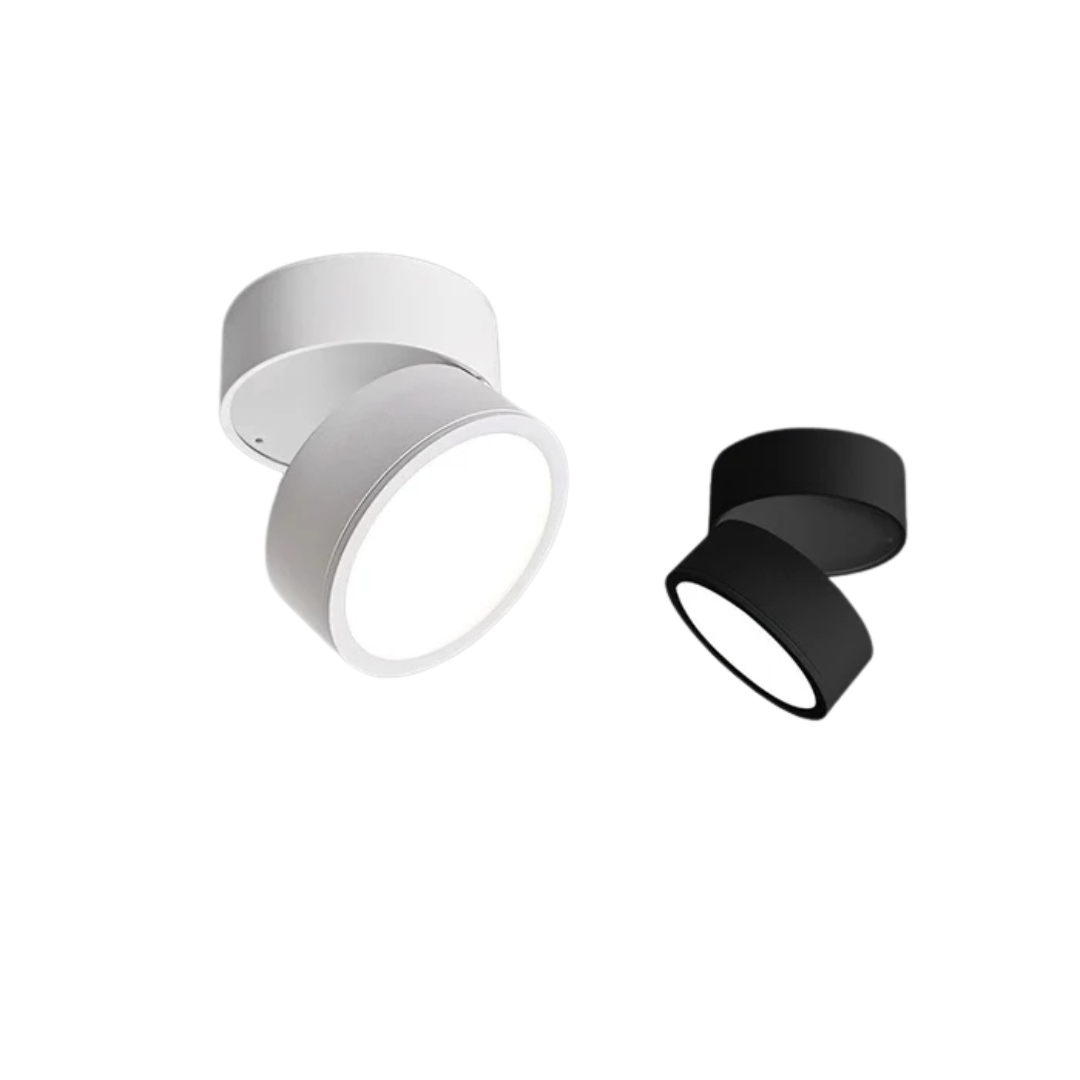 Adjustable compact LED ceiling lamp with a single light point