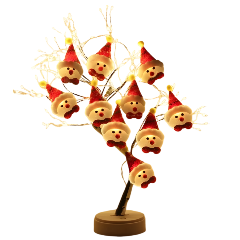 Migoczące ciepłe świąteczne lampki z bałwankiem