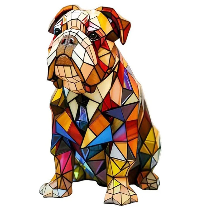 Artistic Colorful Lighting Featuring Various Dog Breeds – Decorative Glass Table Lamp