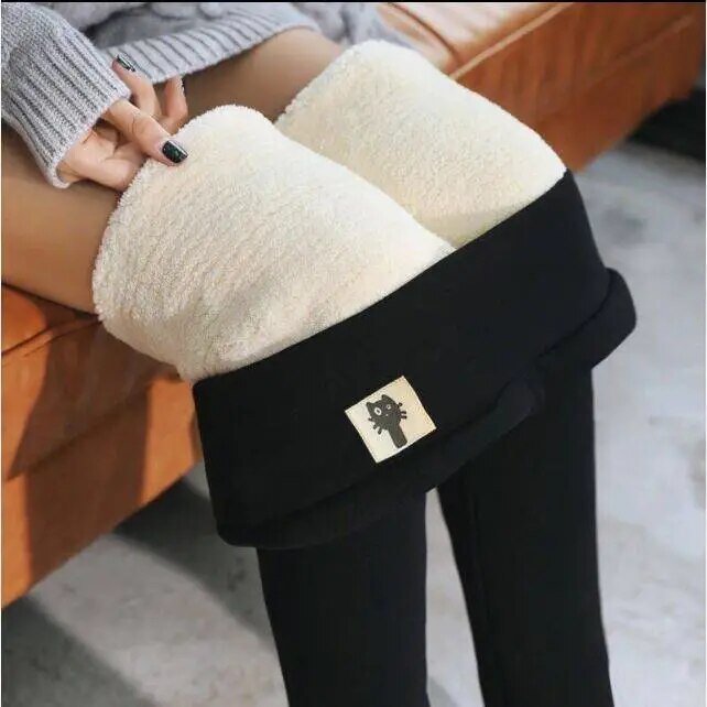 Leggings invernali da donna termici con vita alta