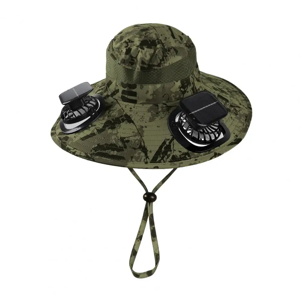 Cappello solare a tesa larga con due ventole