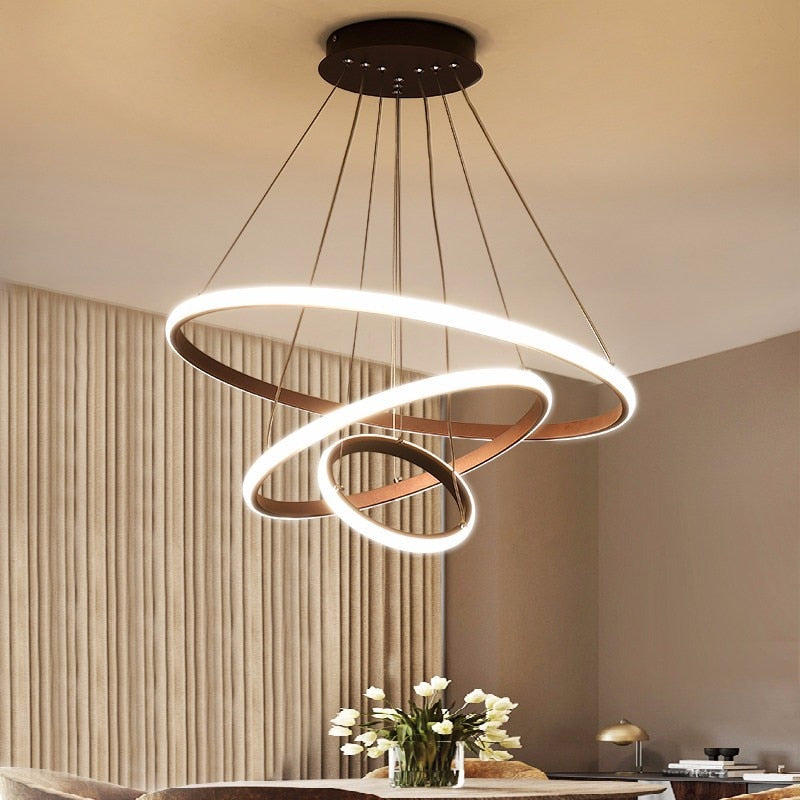 Lampada a sospensione LED minimalista con anelli per sala da pranzo