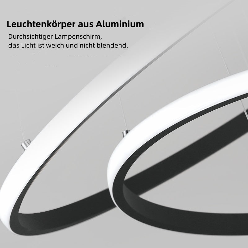 Lampa wisząca LED minimalistyczna z pierścieniami do jadalni
