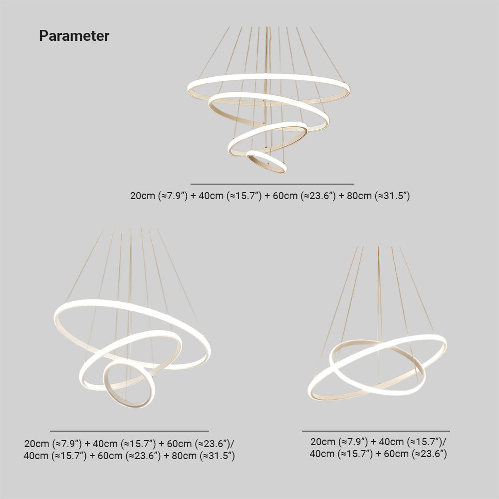 Minimalistyczny lampa wisząca LED z pływającymi pierścieniami do jadalni i salonów