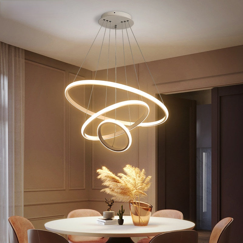 Lampa wisząca LED minimalistyczna z pierścieniami do jadalni