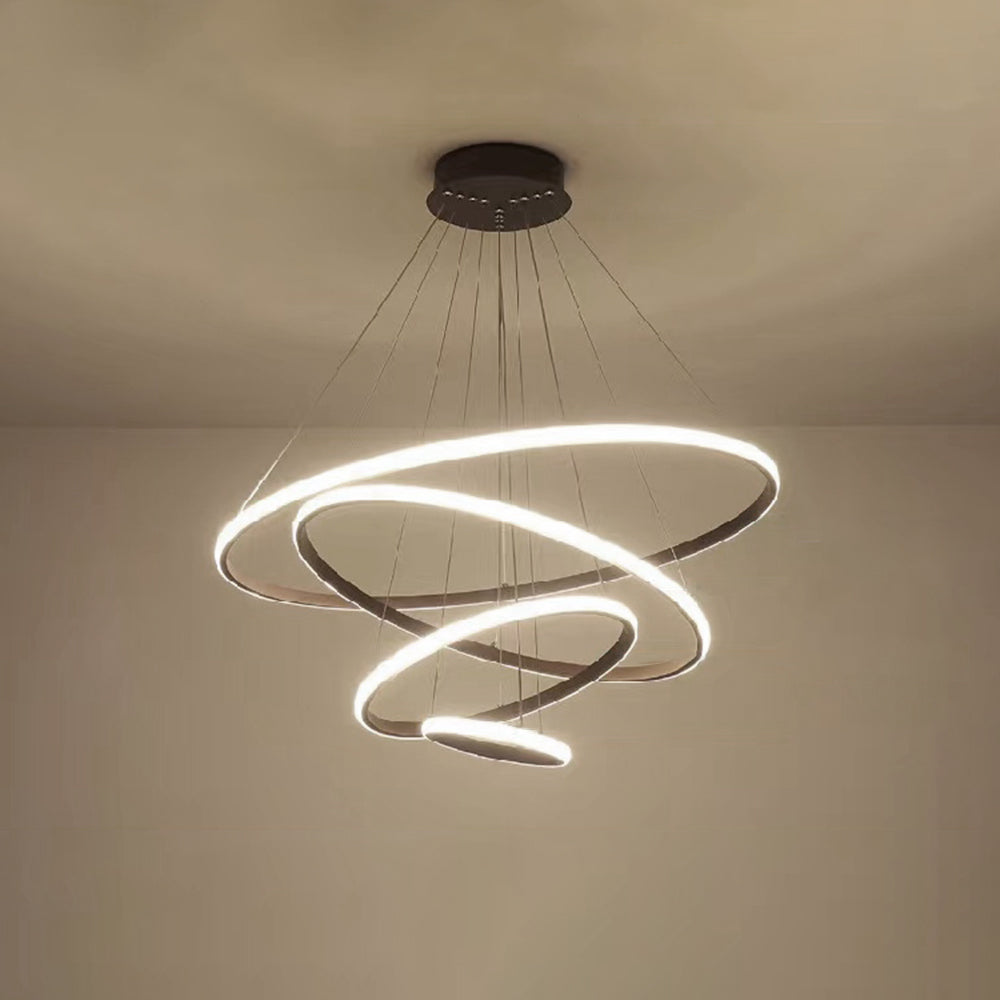 Minimalistyczny lampa wisząca LED z pływającymi pierścieniami do jadalni i salonów