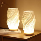 Lampe de table avec motif sculpté de vagues et alimentation USB