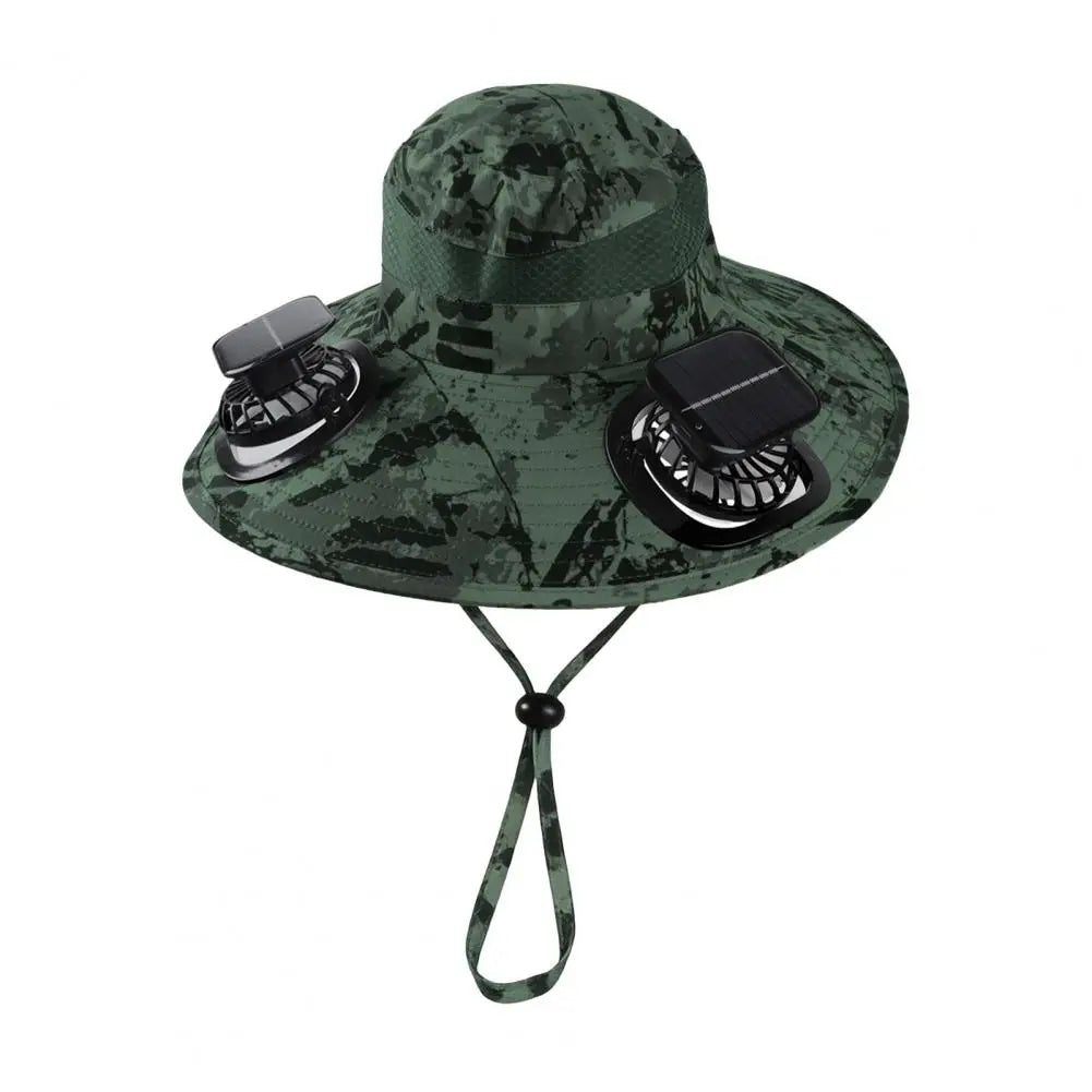 Chapeau solaire à large bord avec deux ventilateurs