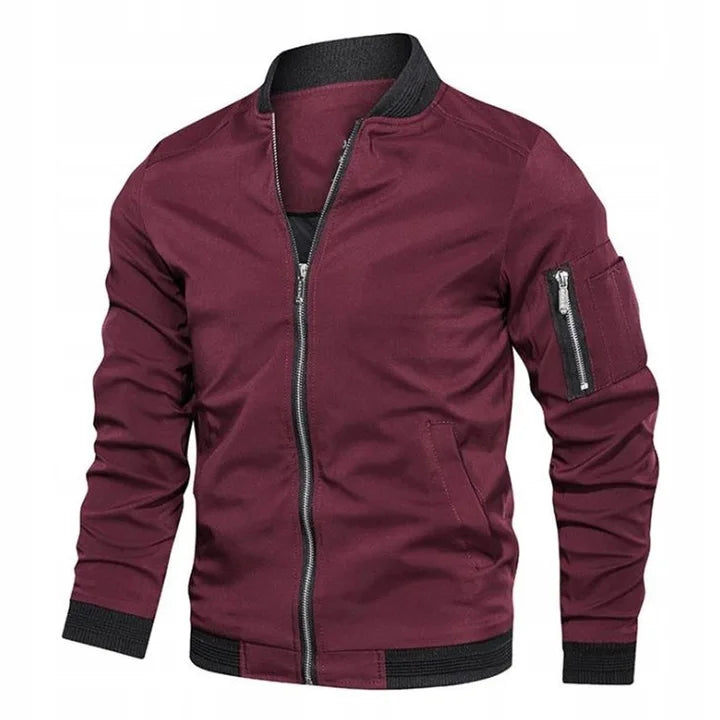 Giacca da uomo con zip bomber con polsini elasticizzati