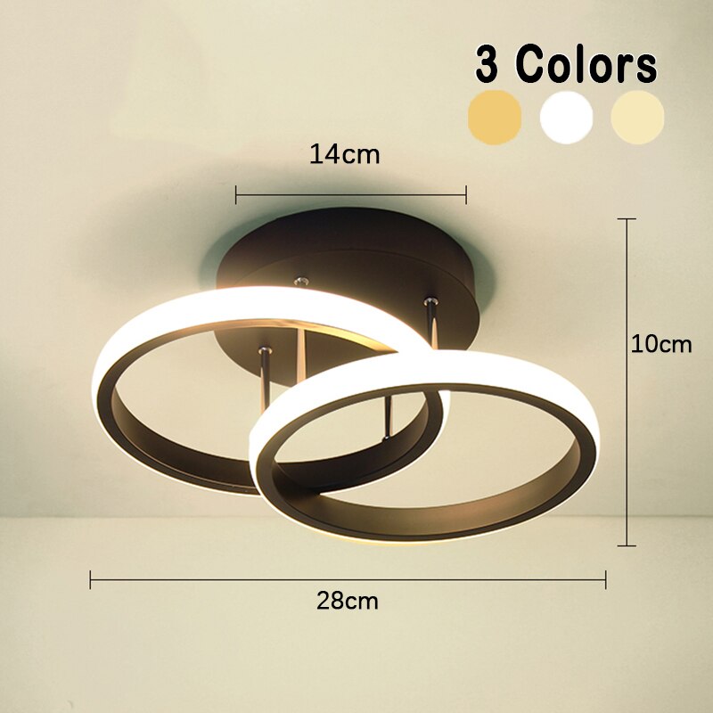 Adjustable Energy-Saving LED Ceiling Lamp with Three Rings