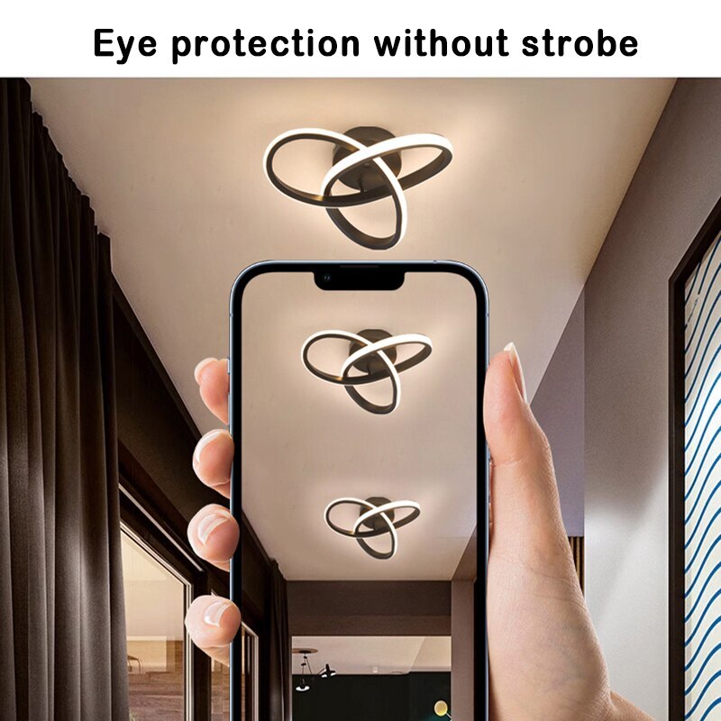 Adjustable Energy-Saving LED Ceiling Lamp with Three Rings