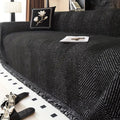 Sofa Throw Blanket with Woven Herringbone Pattern and Fringed Edges