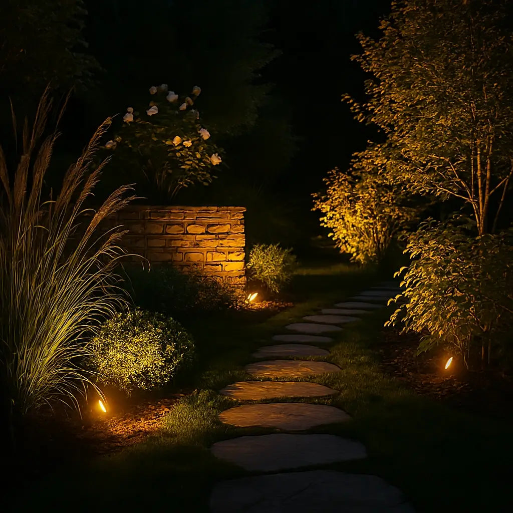 Versatile solar-powered garden spotlight with 9 static and dynamic colors
