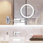 Cosmetic rechargeable LED mirror with 5x magnification and lighting