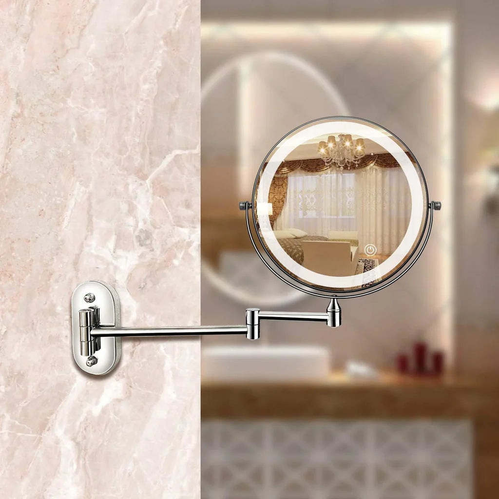 Specchio cosmetico con illuminazione LED regolabile e lampada da parete ricaricabile