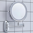 Cosmetic rechargeable LED mirror with 5x magnification and lighting