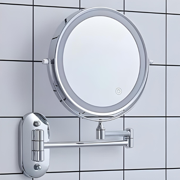 Miroir cosmétique LED avec fonction de charge et grossissement 5x – miroirs de salle de bain