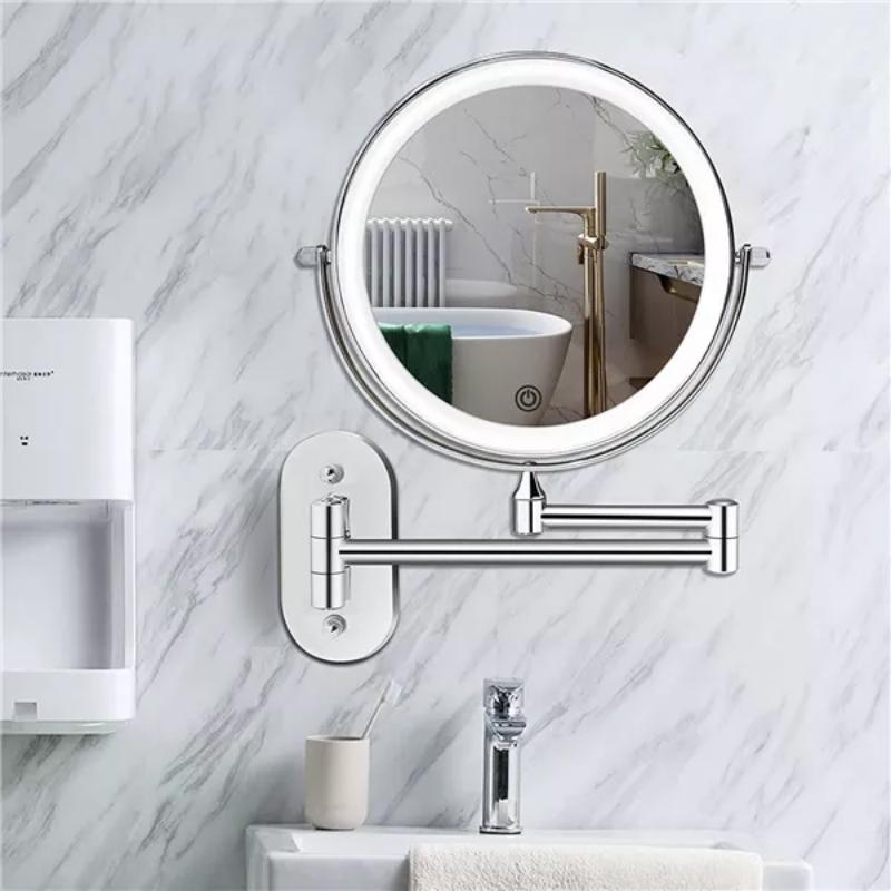 Miroir cosmétique LED avec fonction de charge et grossissement 5x – miroirs de salle de bain