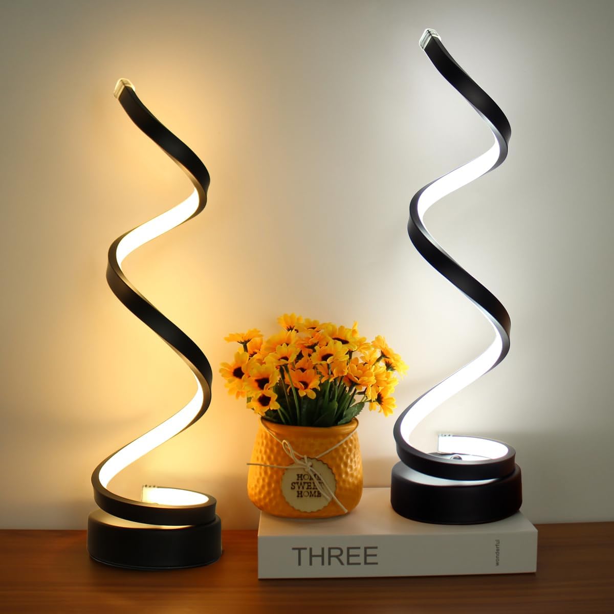Base in marmo per lampada da tavolo a spirale con illuminazione regolabile