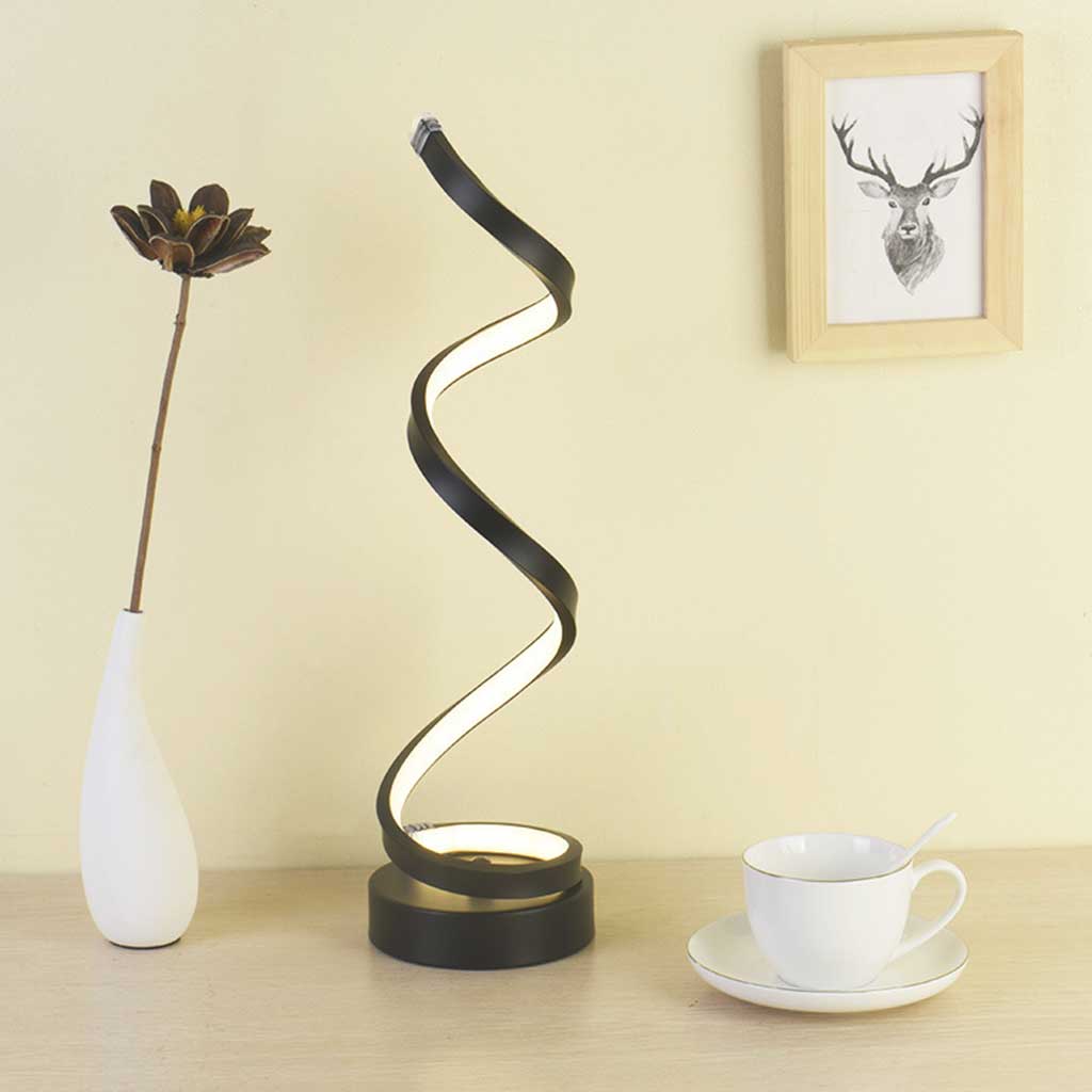 Lampe de table LED moderne en spirale avec réglage de la luminosité
