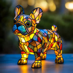 Lampa stołowa w kształcie psa dekoracyjna lampka LED w stylu Tiffany