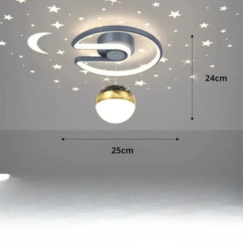 Round LED ceiling lamp with dimming function - Imitating starry sky, for bedrooms and children's rooms