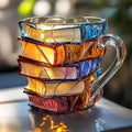 Grande tazza da caffè in vetro da 350 ml - design 3D a forma di libro, vetro di alta qualità
