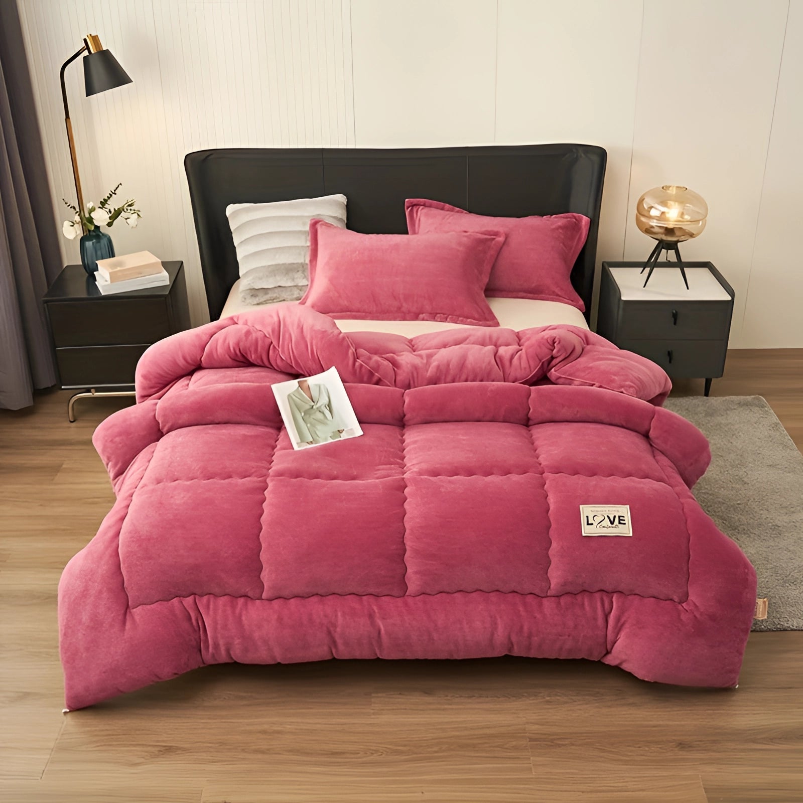Set di biancheria da letto in velluto morbido blu – Piumone spesso e caldo con cuscino