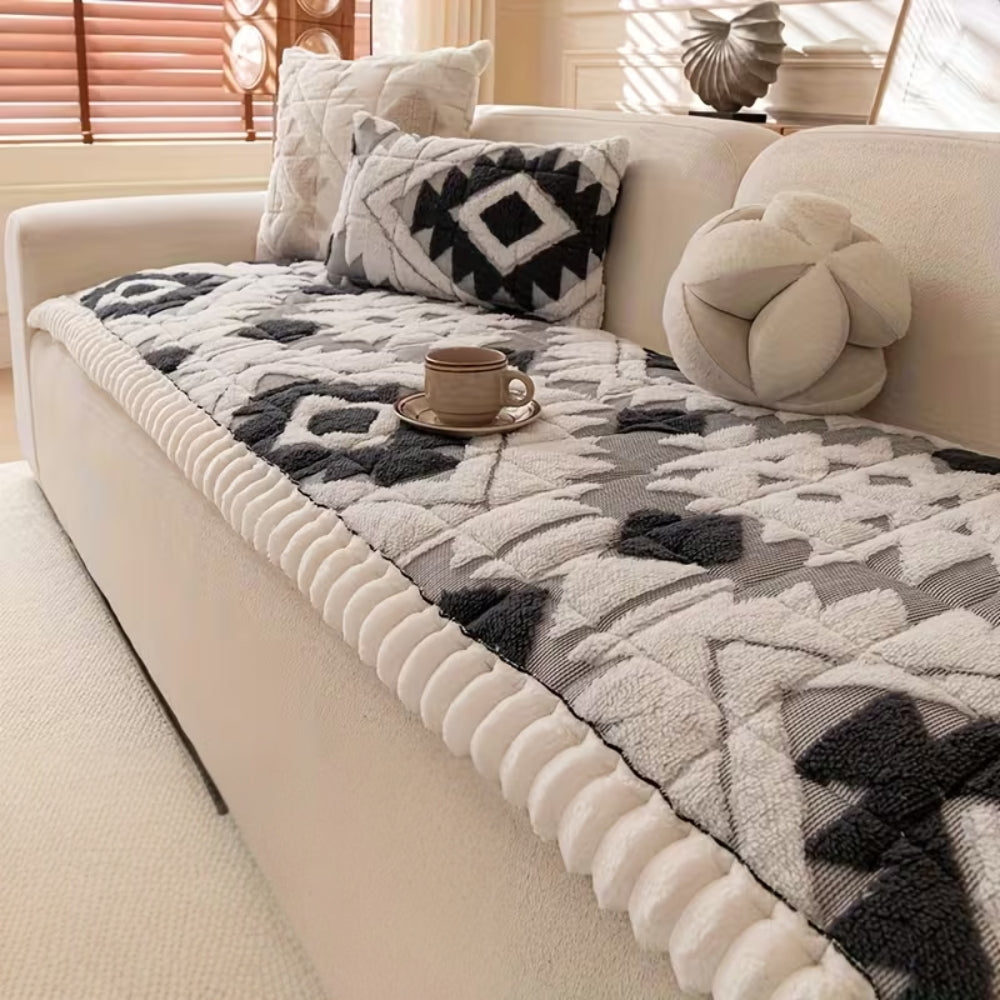Winter quilted sofa cover Non-slip sofa protection for pets