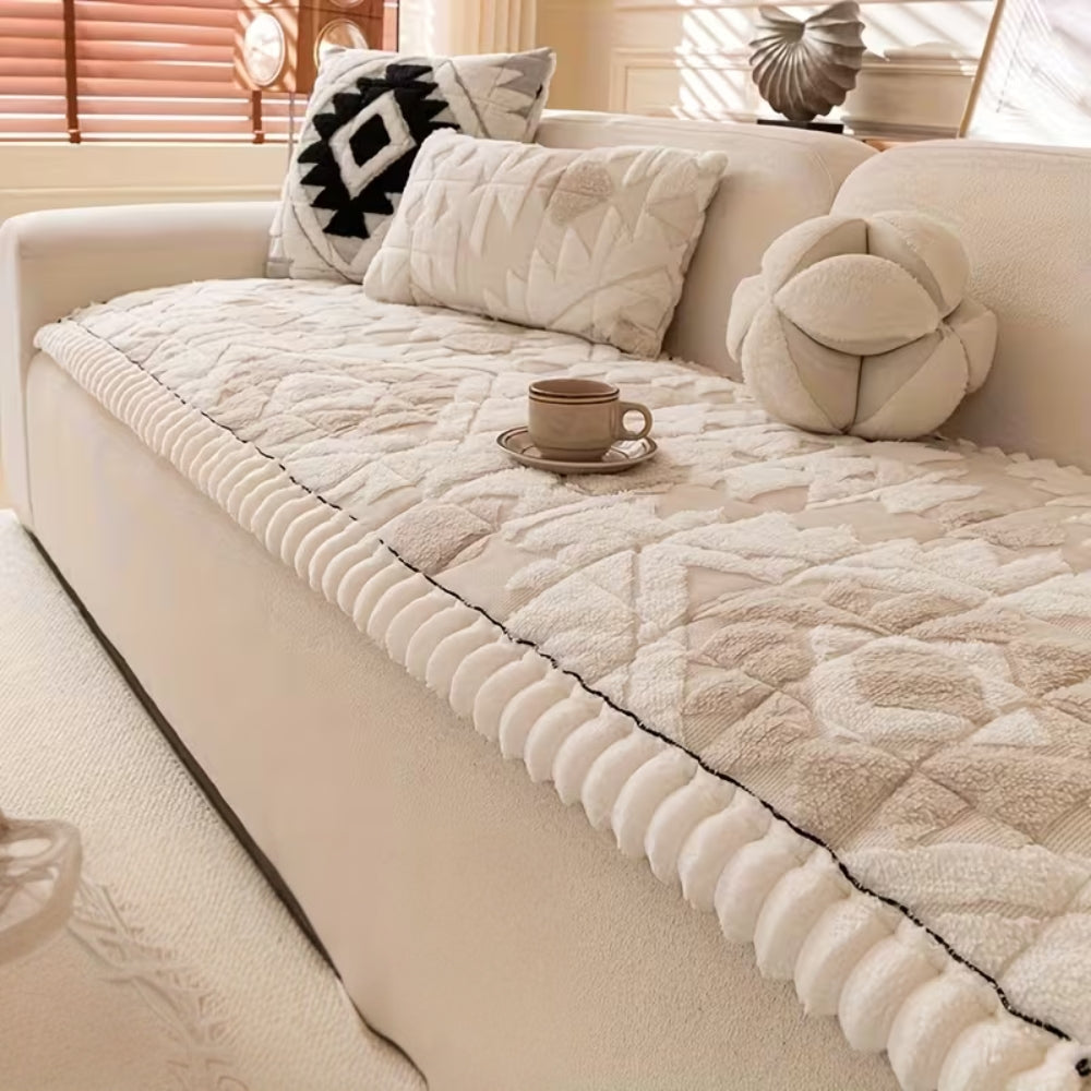 Winter quilted sofa cover Non-slip sofa protection for pets