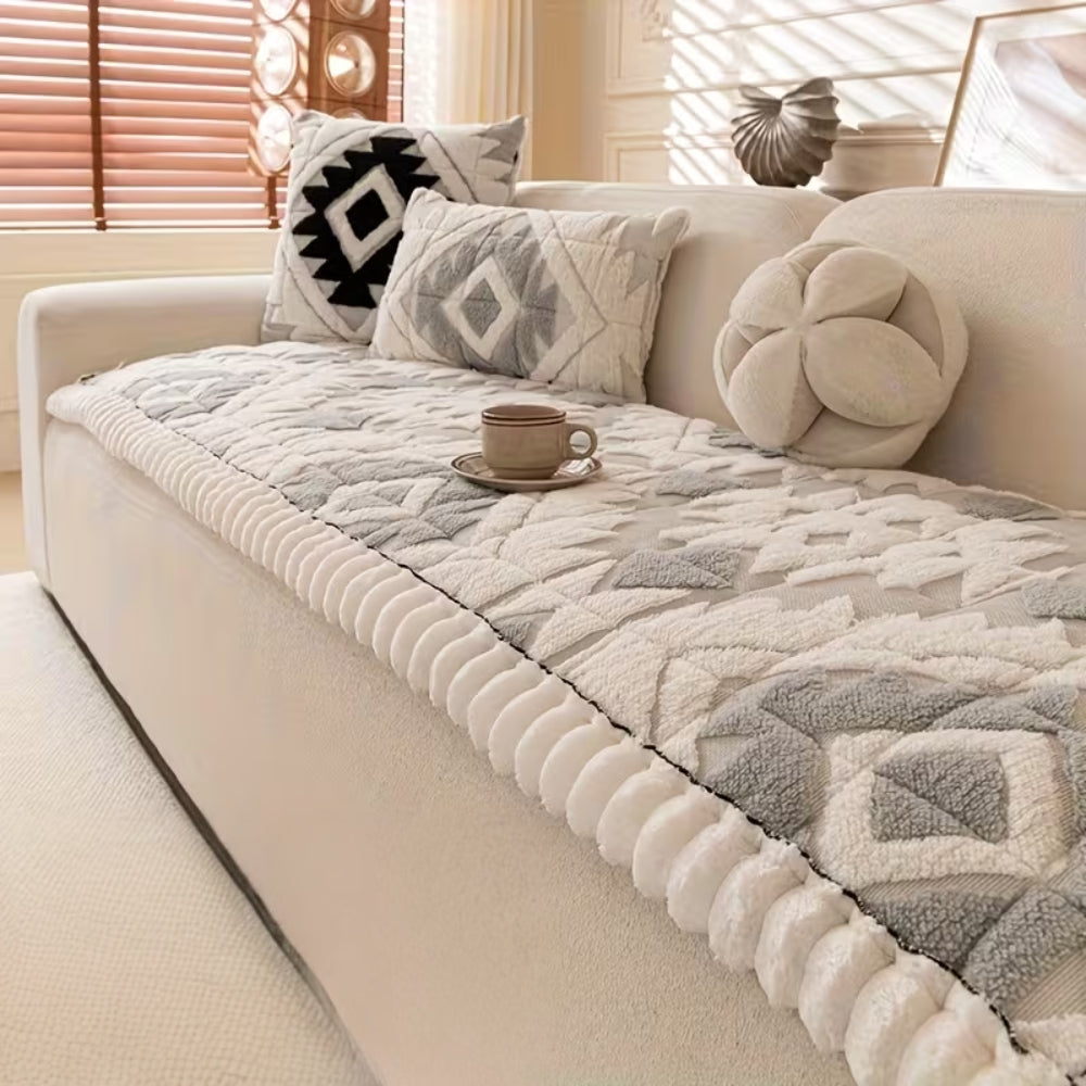 Winter quilted sofa cover Non-slip sofa protection for pets