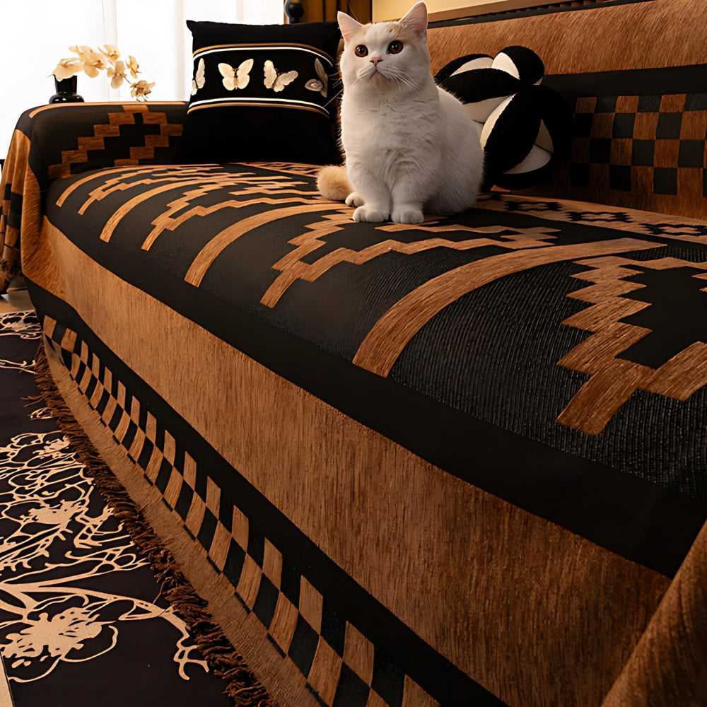 Sofa cover with tribal pattern for couches and living rooms – scratch protection