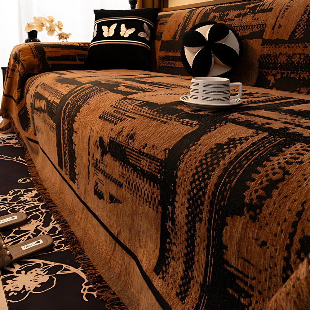 Sofa cover for living room with tribal pattern – soft sofa protector