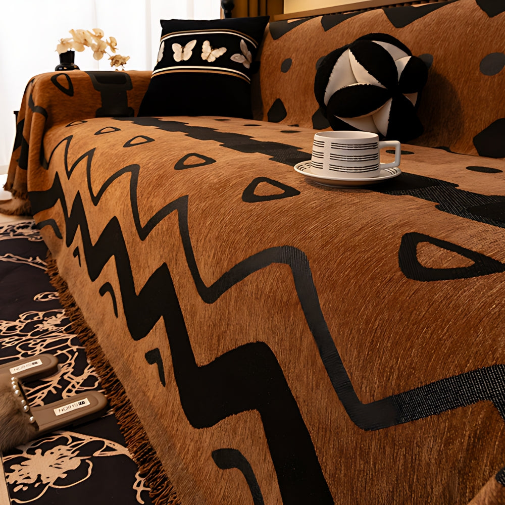 Sofa cover for living room with tribal pattern – soft sofa protector