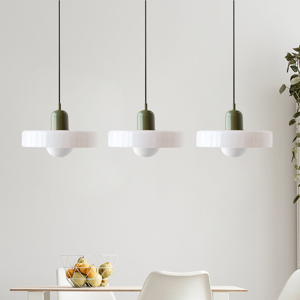 Lampada a sospensione in vetro a 3 punti colorata, affascinante e d'atmosfera per interni domestici