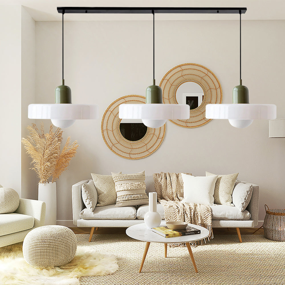 Adjustable contemporary ceiling lamp with three light points for kitchen and dining room