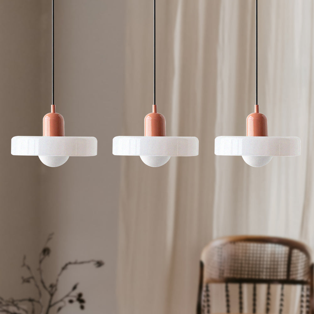 Lampada a sospensione in vetro a 3 punti colorata, affascinante e d'atmosfera per interni domestici