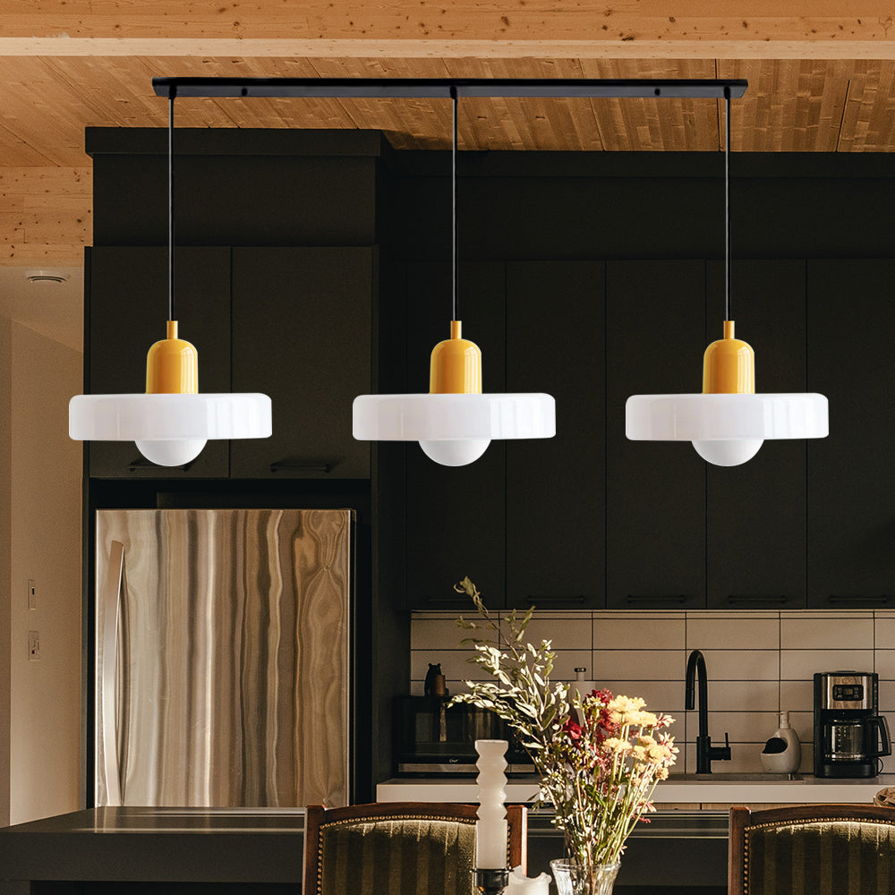 Lampada a sospensione in vetro a 3 punti colorata, affascinante e d'atmosfera per interni domestici