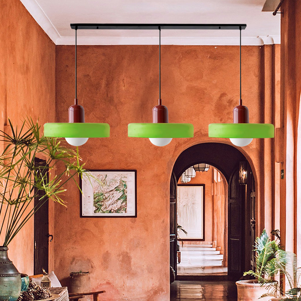 Adjustable contemporary ceiling lamp with three light points for kitchen and dining room