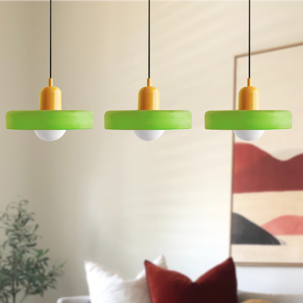 Lampada a sospensione in vetro a 3 punti colorata, affascinante e d'atmosfera per interni domestici