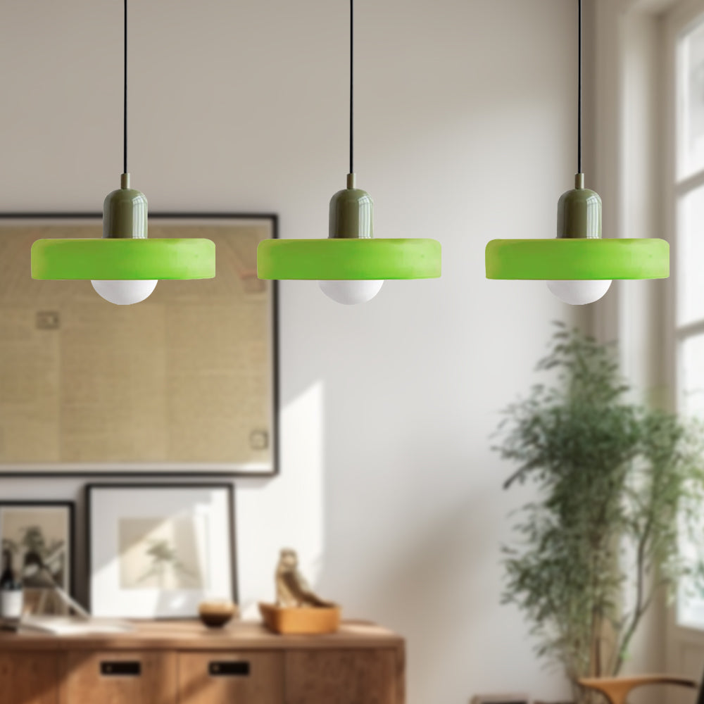 Lampada a sospensione in vetro a 3 punti colorata, affascinante e d'atmosfera per interni domestici