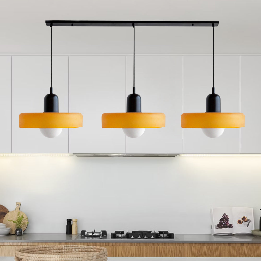 Adjustable contemporary ceiling lamp with three light points for kitchen and dining room