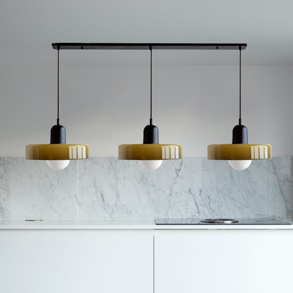 Adjustable contemporary ceiling lamp with three light points for kitchen and dining room