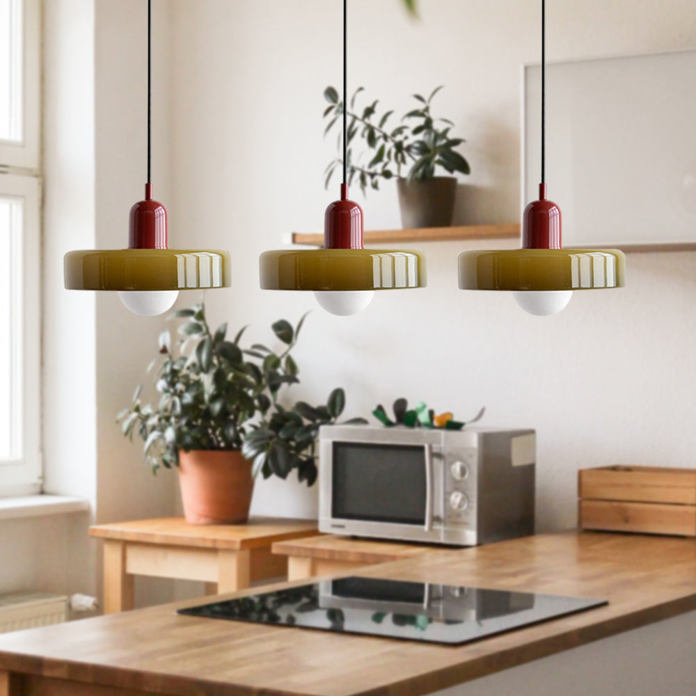 Urzekająca nastrojowa kolorowa 3-punktowa szklana lampa wisząca do wnętrz domowych