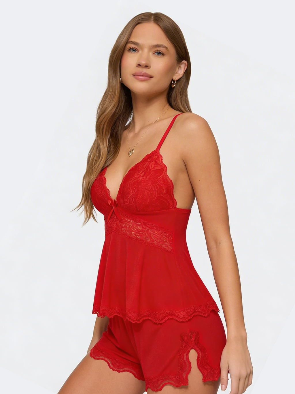Set da notte romantico con rifiniture in pizzo