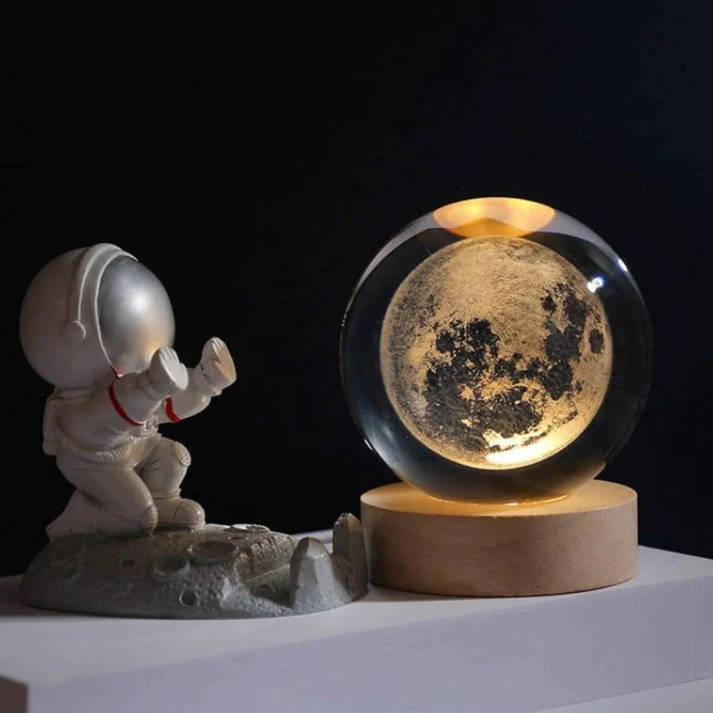 Sfera di cristallo 3D pianeta LED luminosa decorativa